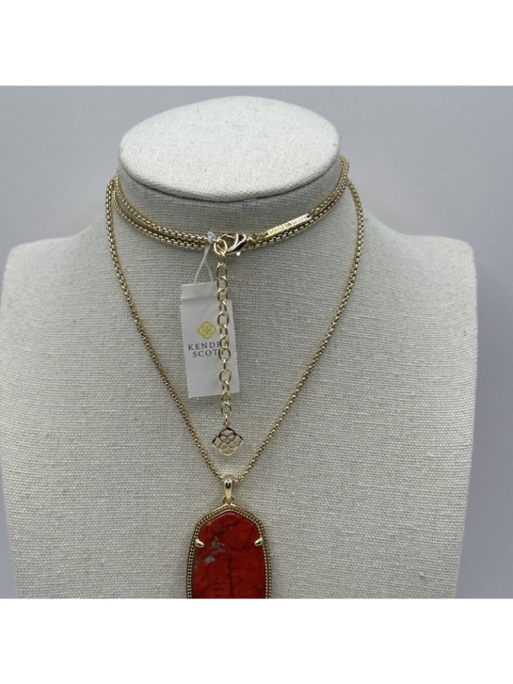 Kendra Scott Rayne Long Pendant Necklace in Bright Red Gold Plated New NWT Boho - Picture 3 of 16